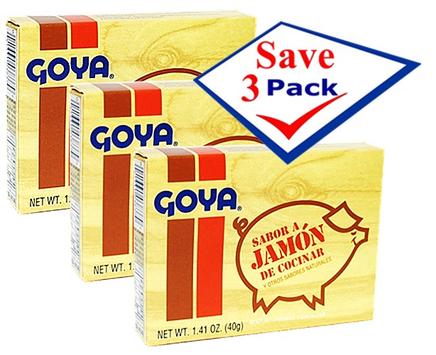 Goya Bouillon Ham Flavor Concentrate. 8 individual envelopes.  1.41 oz Pack of 3